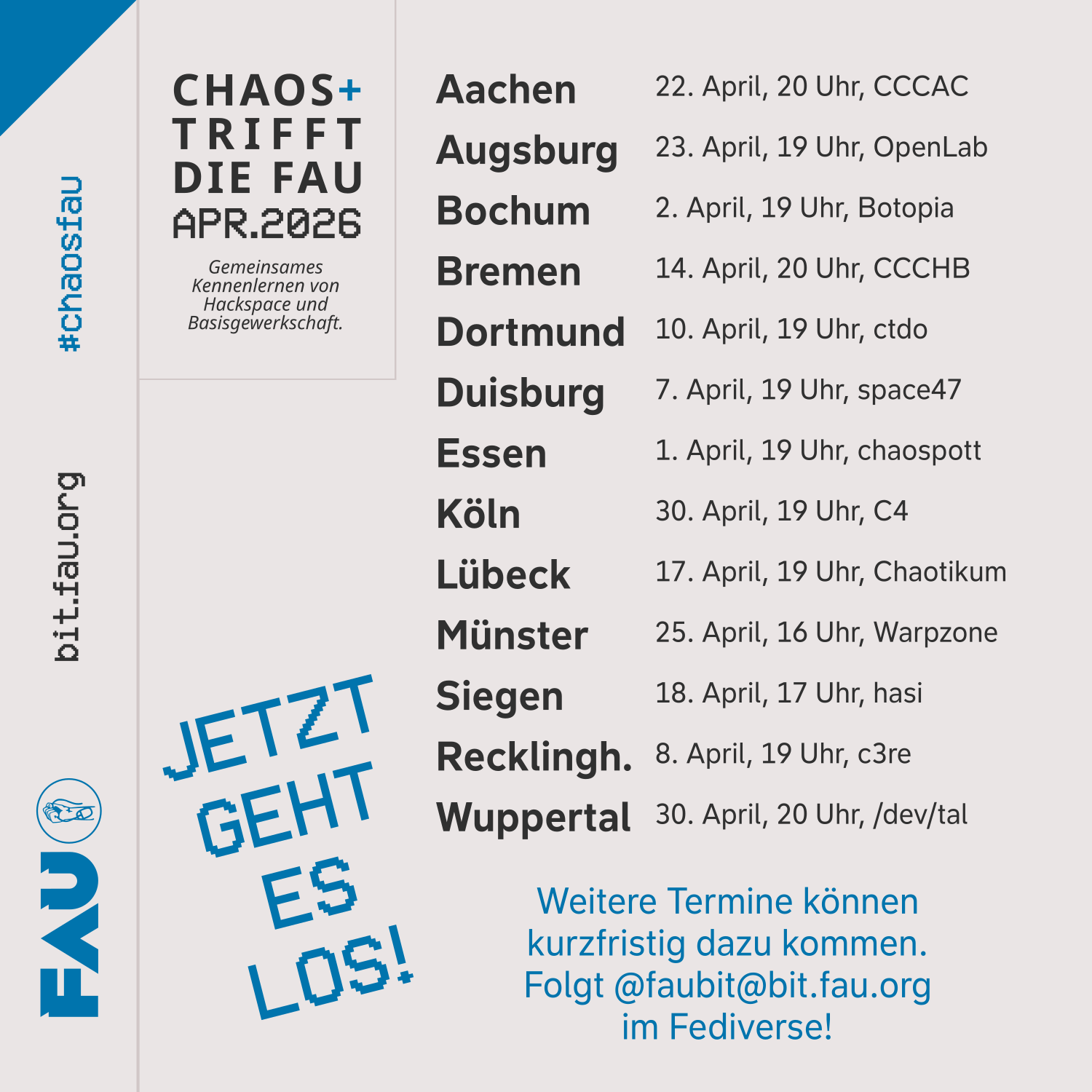 Große Ankündigung: Chaos+ trifft die FAU – Aktionsmonat April